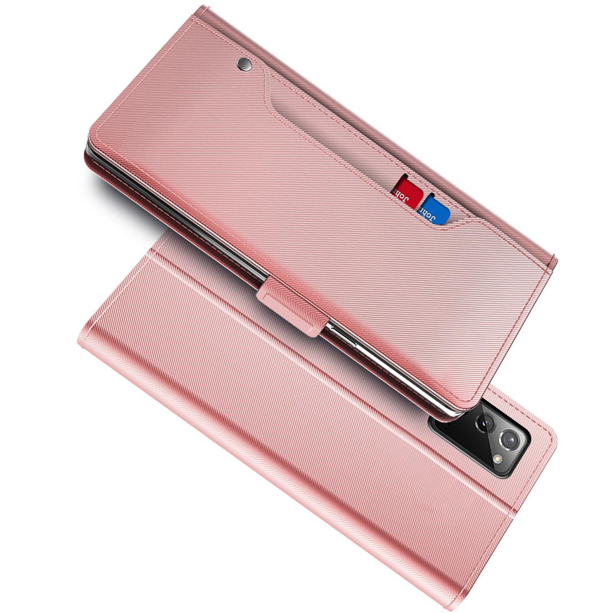 Plånboksfodral Spegel Galaxy Note 20 Ultra Rosa Guld