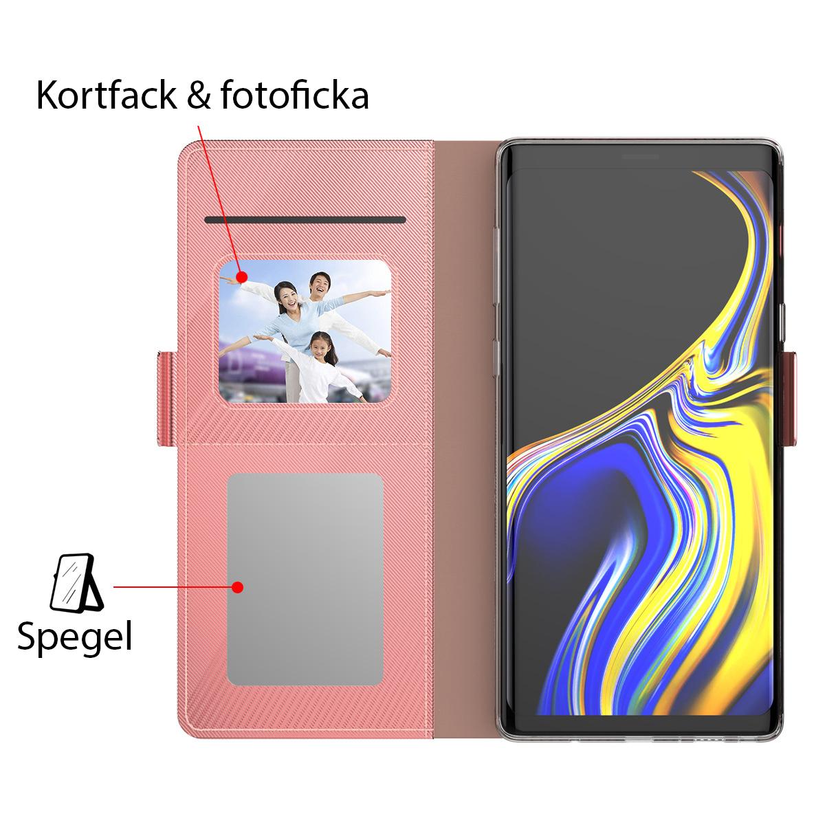 Plånboksfodral Spegel Galaxy Note 20 Ultra Rosa Guld