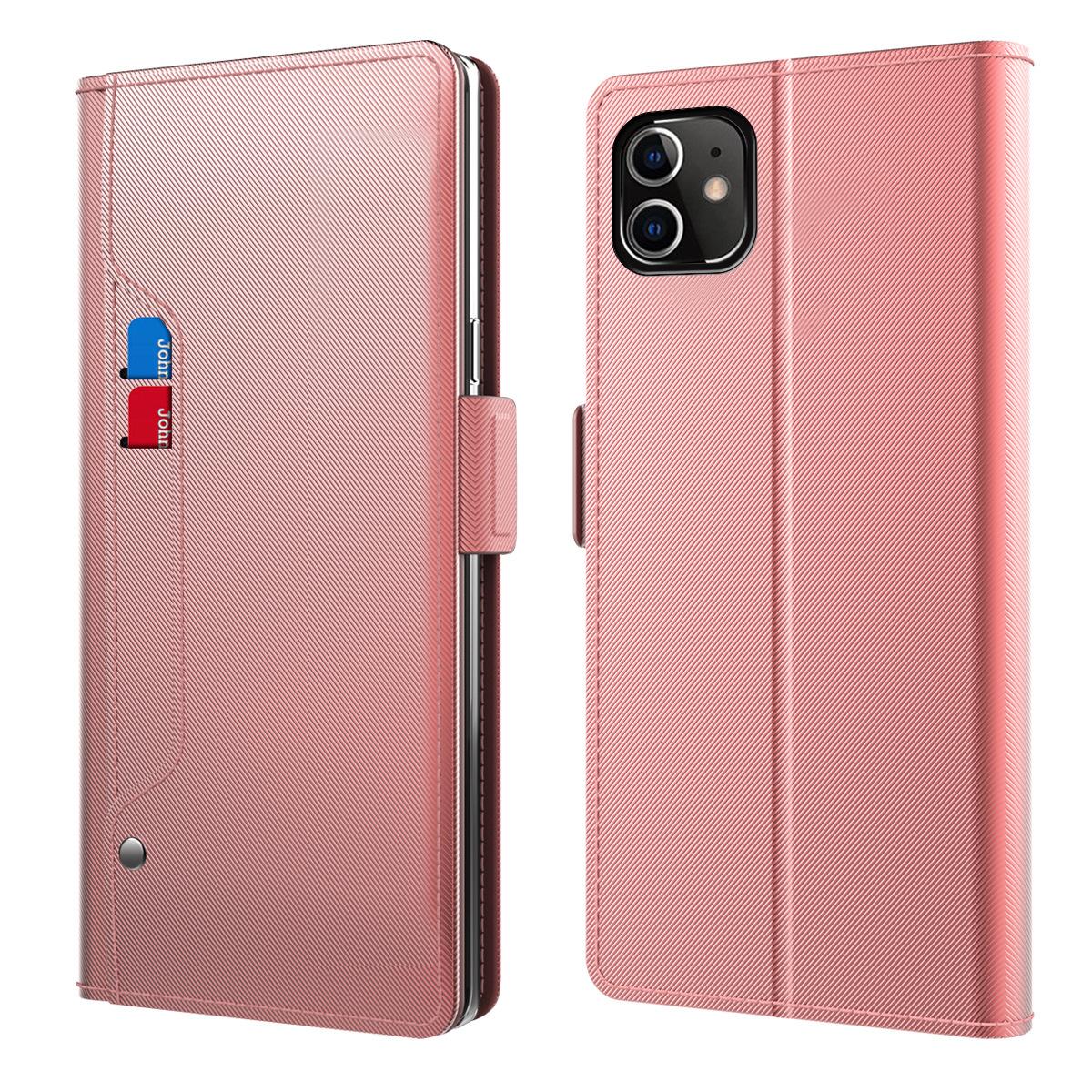 Plånboksfodral Spegel iPhone 12/12 Pro Rosa Guld