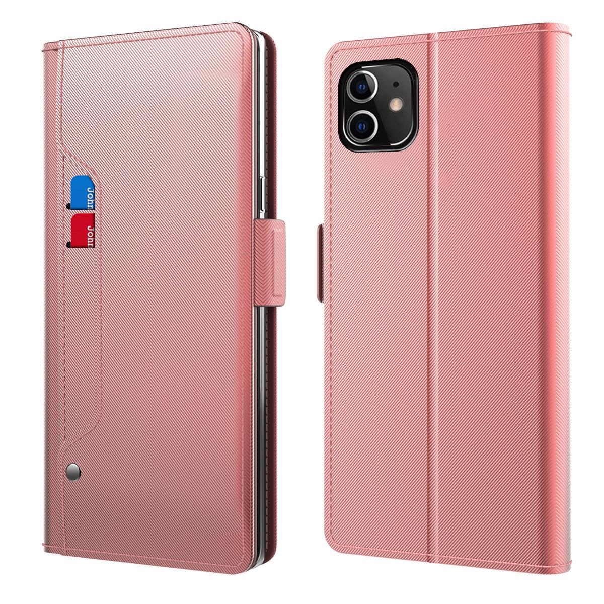 Plånboksfodral Spegel iPhone 12 Mini Rosa Guld