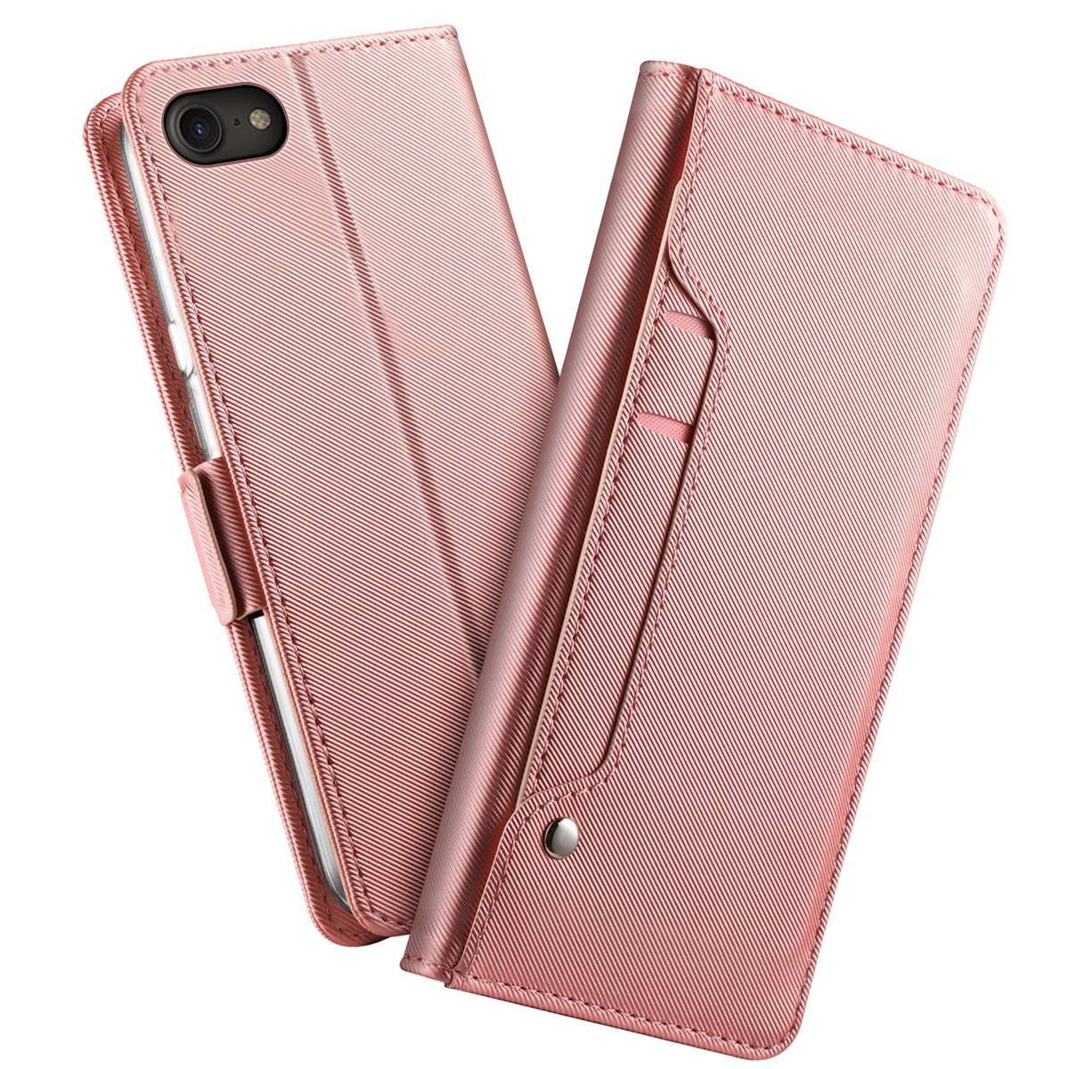 Plånboksfodral Spegel iPhone 7 Rosa Guld