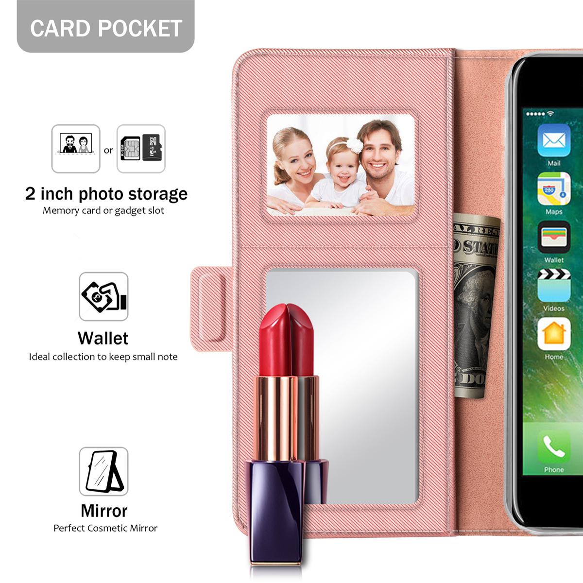 Plånboksfodral Spegel iPhone 8 Rosa Guld