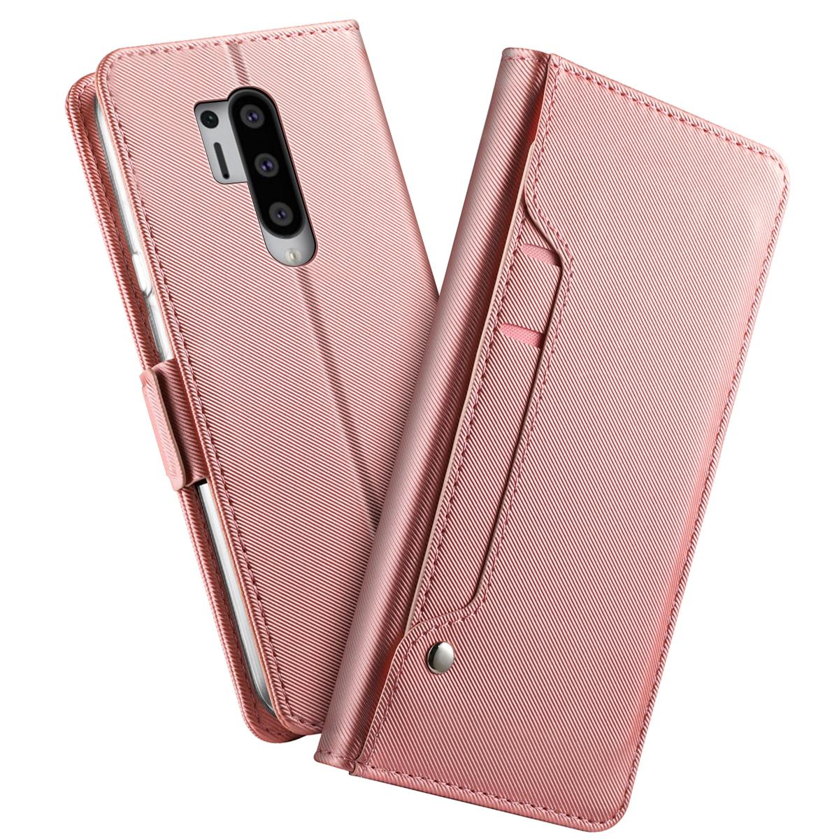 Plånboksfodral Spegel OnePlus 8 Pro Rosa Guld