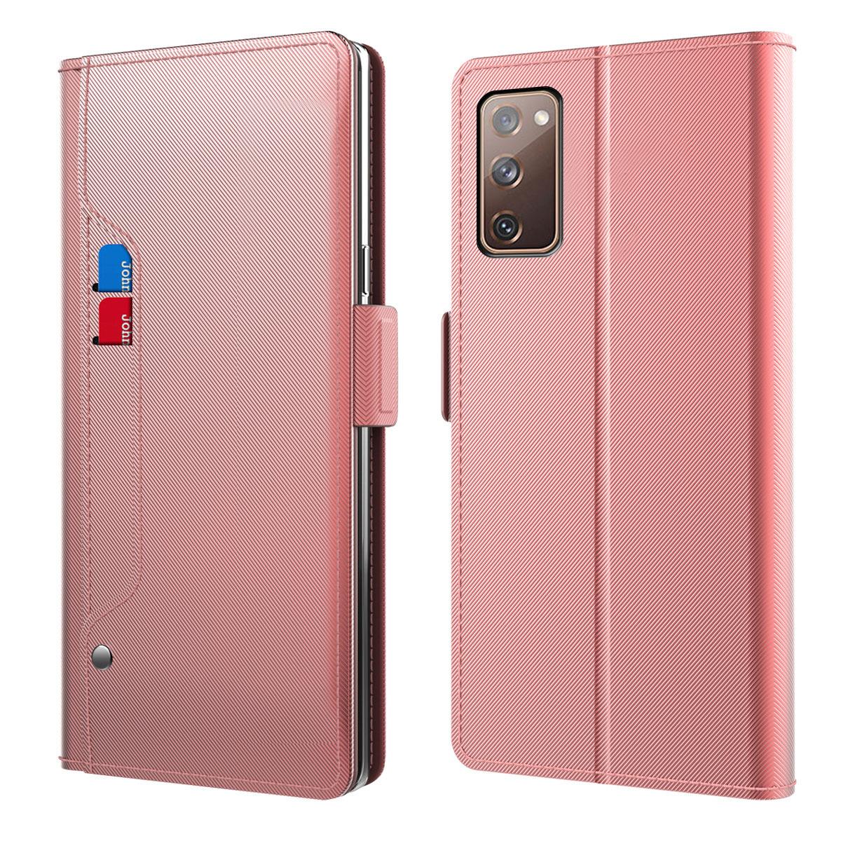 Plånboksfodral Spegel Samsung Galaxy S20 FE Rosa Guld