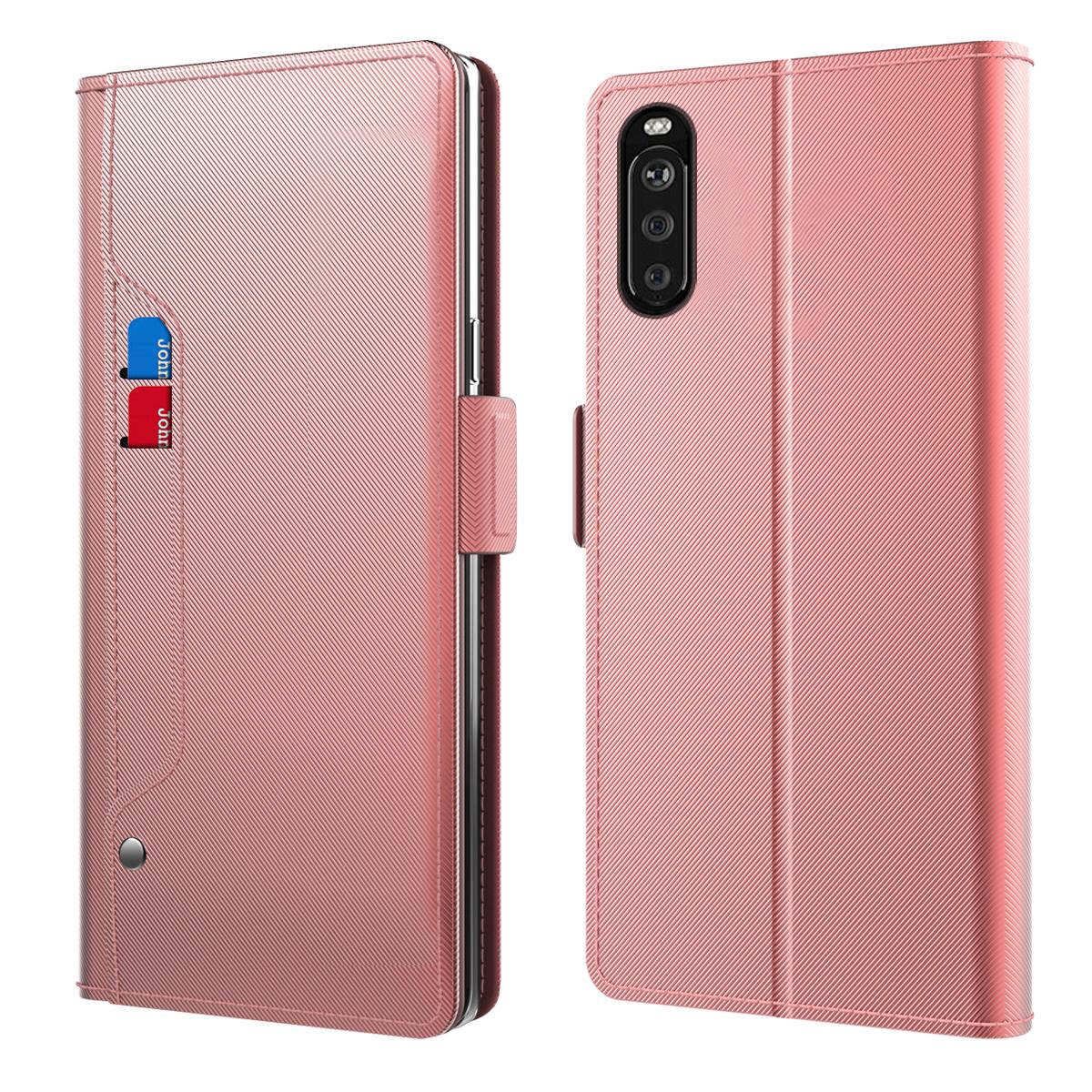 Plånboksfodral Spegel Sony Xperia 10 III rosa guld