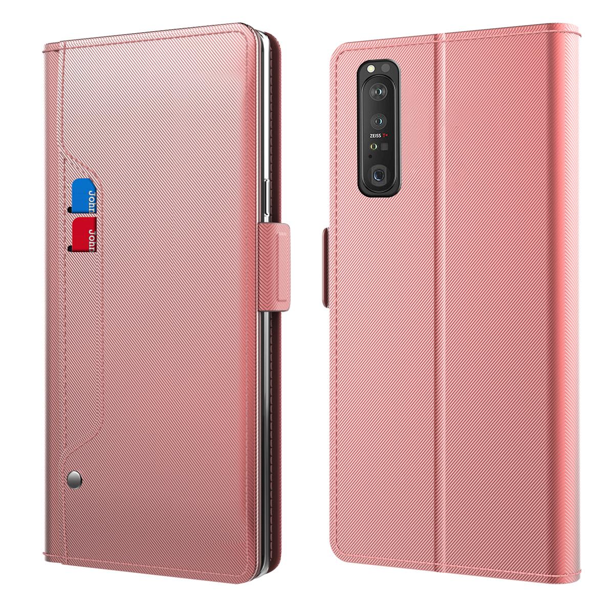 Plånboksfodral Spegel Sony Xperia 1 III rosa guld