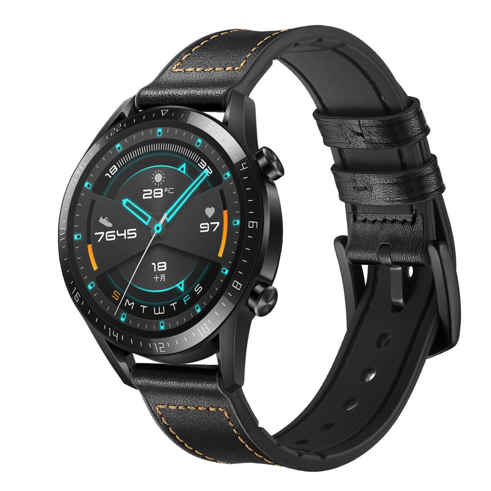 Premium Läderarmband Huawei Watch GT 2 Pro/GT 2 46mm/GT 2e svart