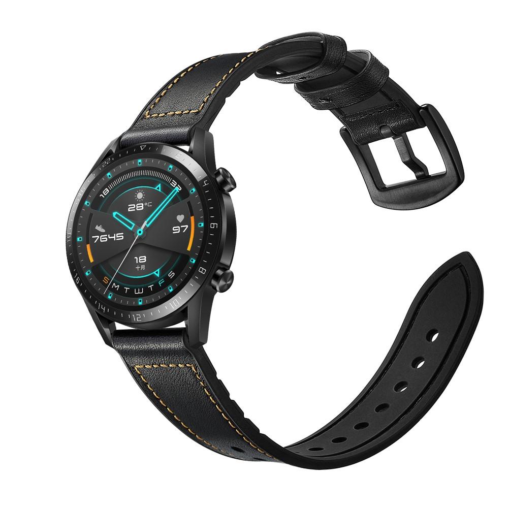 Premium Läderarmband Huawei Watch GT 2 Pro/GT 2 46mm/GT 2e svart