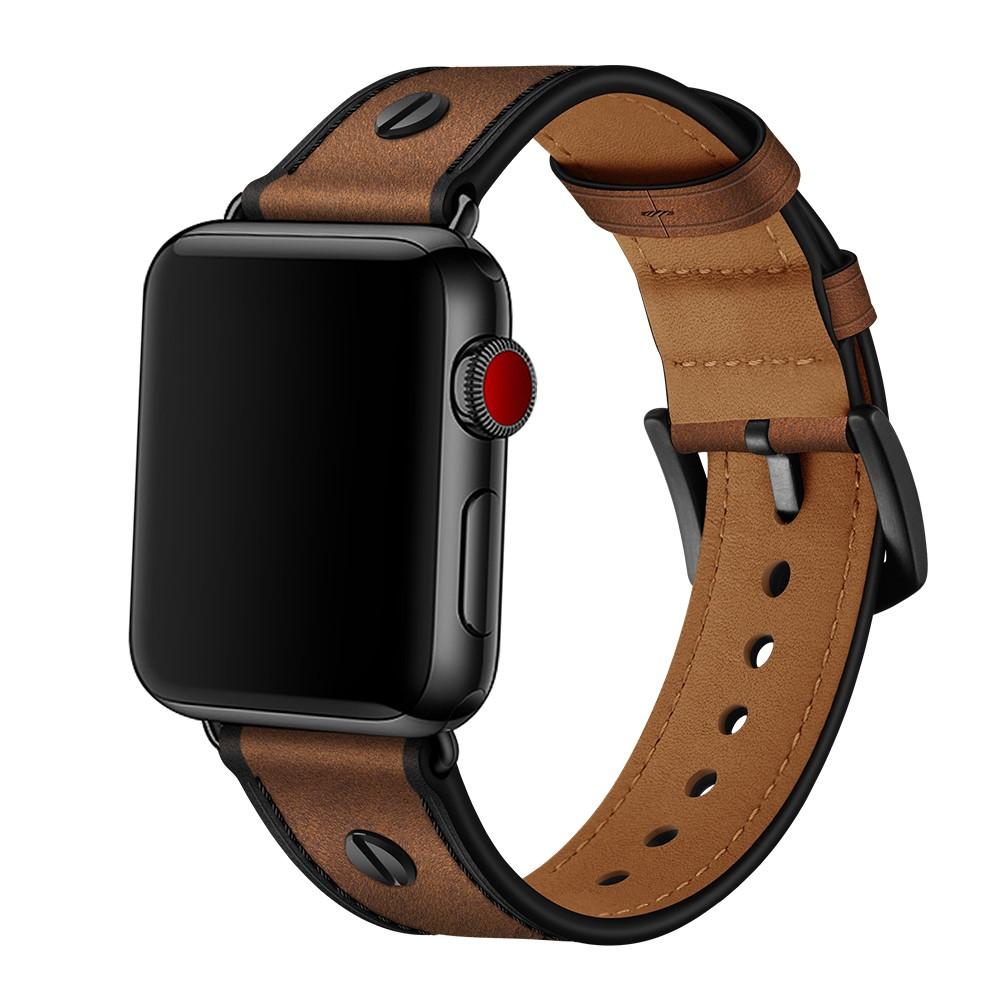 Premium Stud Armband Apple Watch 45mm Series 8 Brown