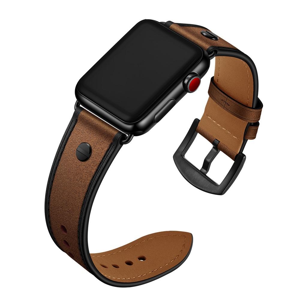 Premium Stud Armband Apple Watch 45mm Series 8 Brown