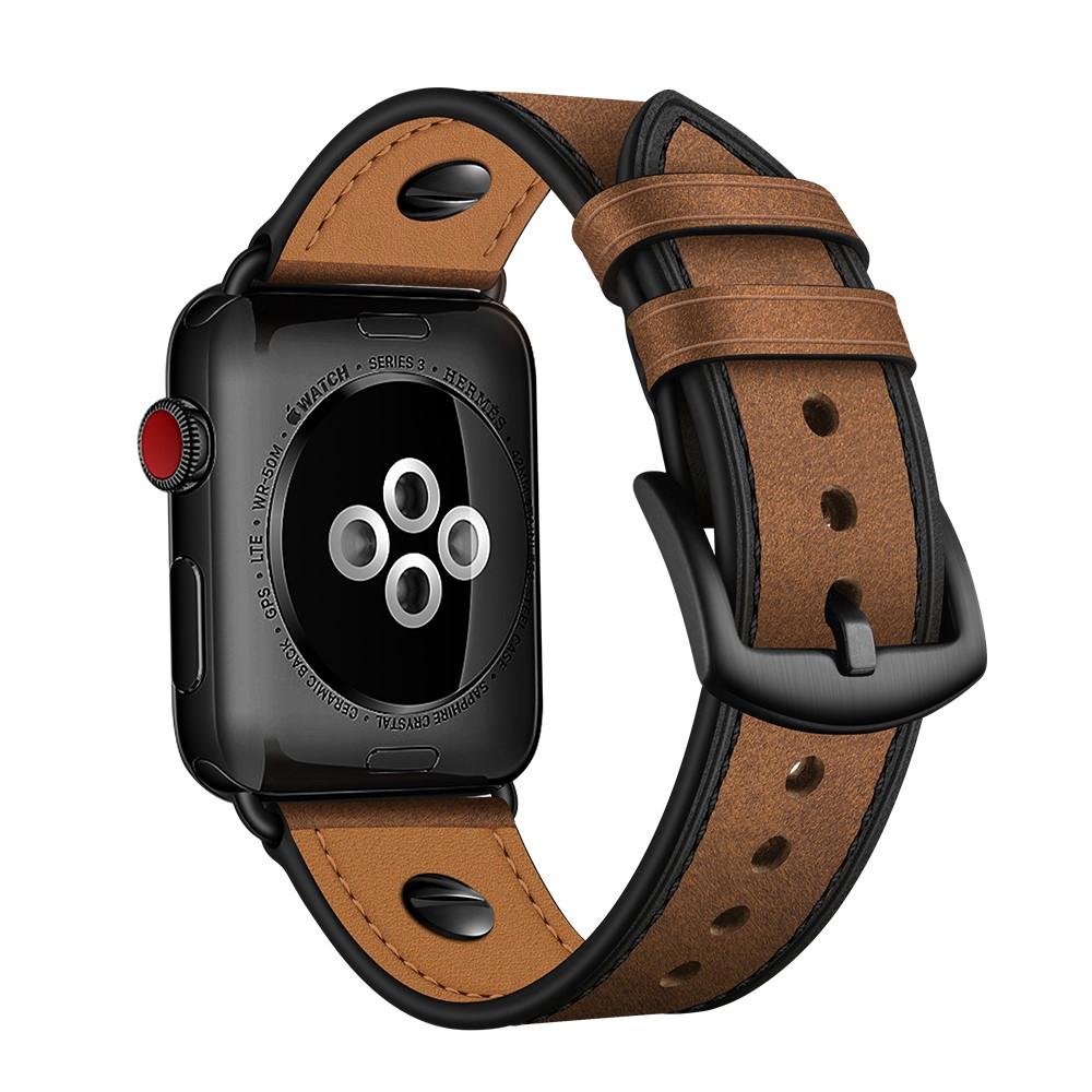 Premium Stud Armband Apple Watch 44mm Brown