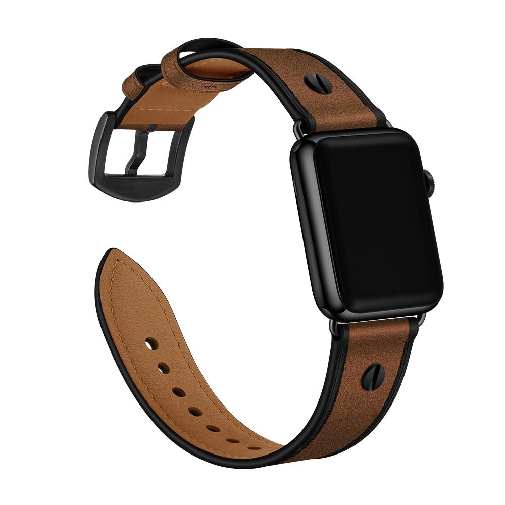 Premium Stud Armband Apple Watch 45mm Series 9 Brown