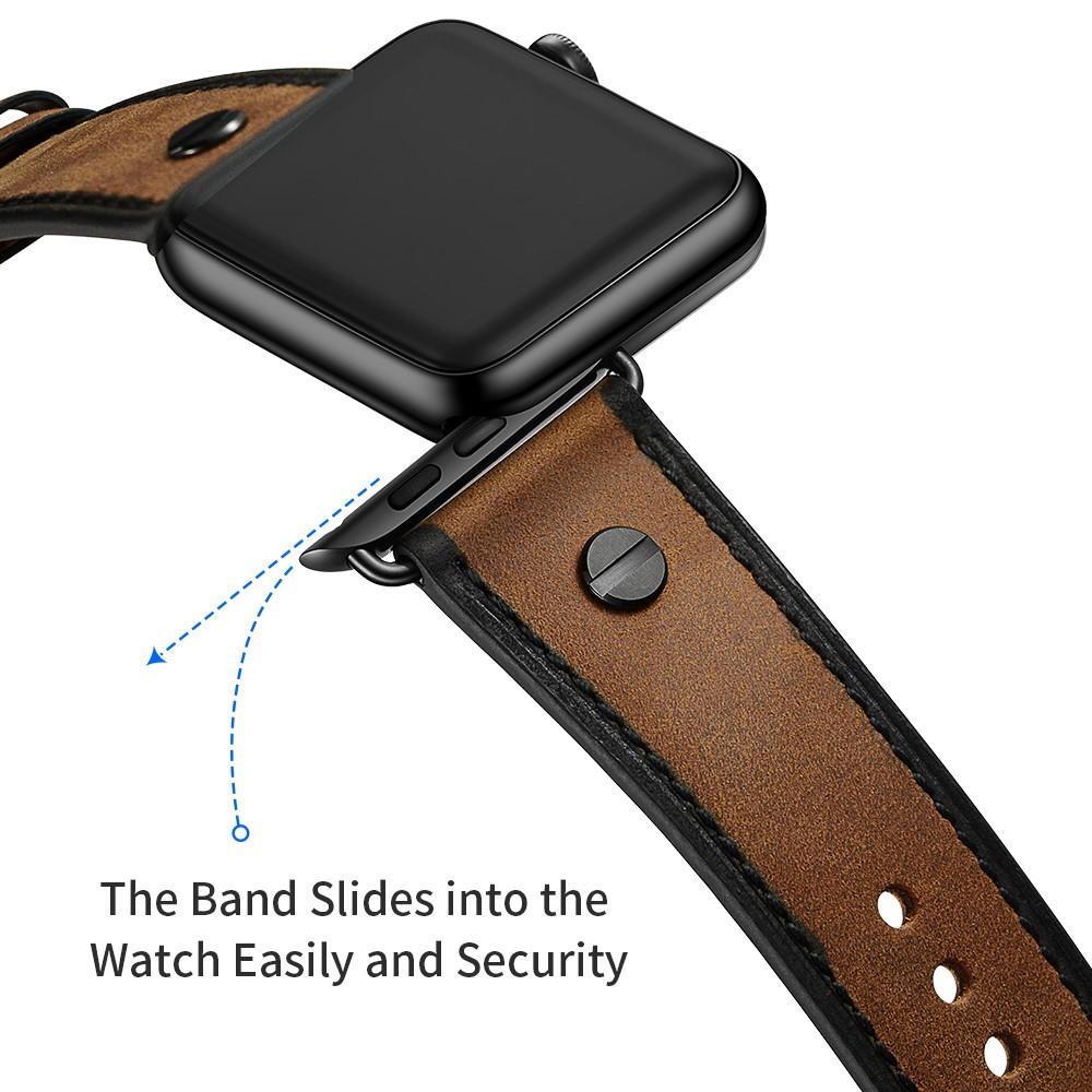 Premium Stud Armband Apple Watch 42/44/45 mm Brown