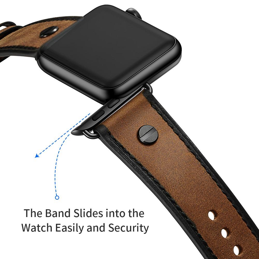 Premium Stud Armband Apple Watch 45mm Series 9 Brown