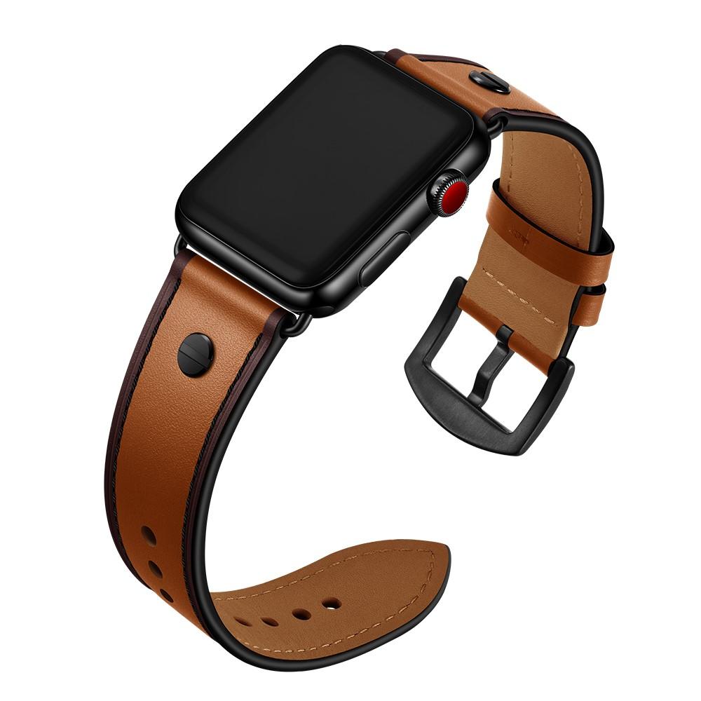 Premium Stud Armband Apple Watch Ultra 49mm Cognac