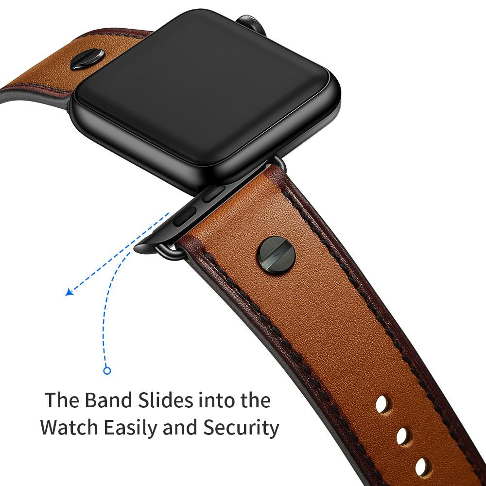 Premium Stud Armband Apple Watch 42mm Cognac