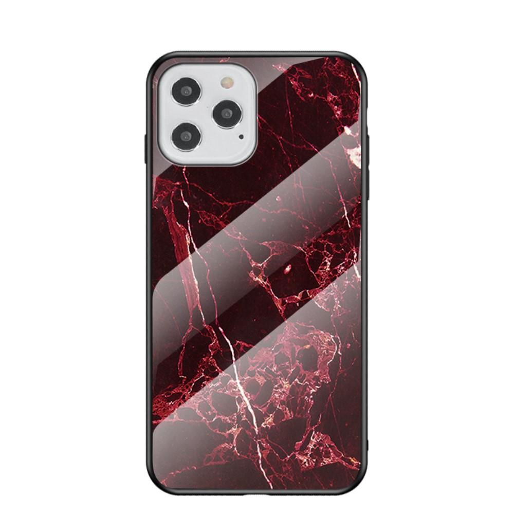 Skal Härdat Glas iPhone 12/12 Pro röd marmor