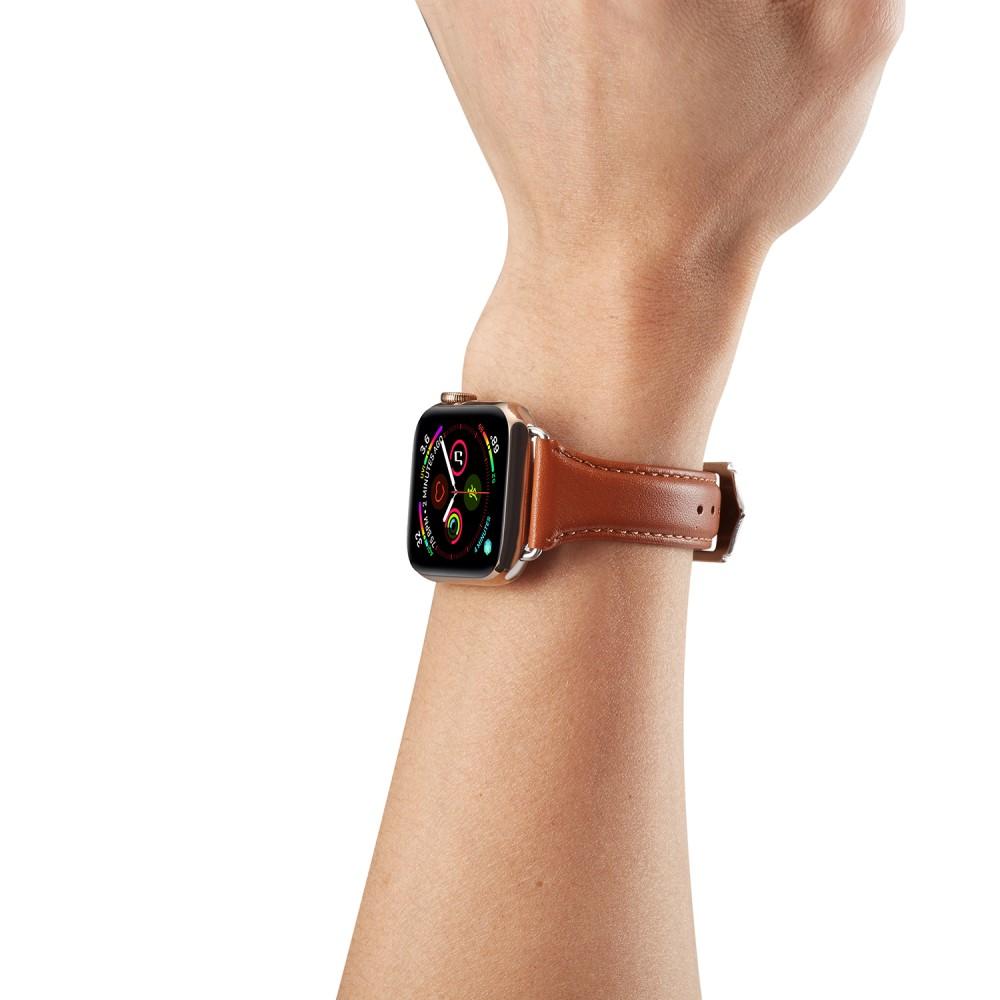 Slim Läderarmband Apple Watch 44mm cognac