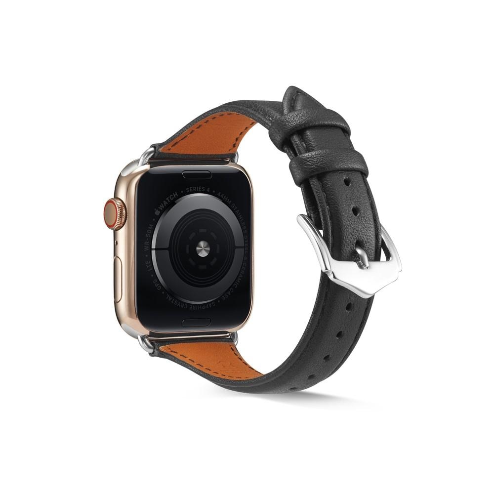Slim Läderarmband Apple Watch Series 10 42mm svart