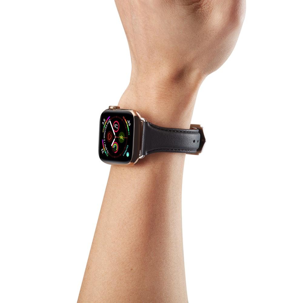 Slim Läderarmband Apple Watch Ultra 49mm svart