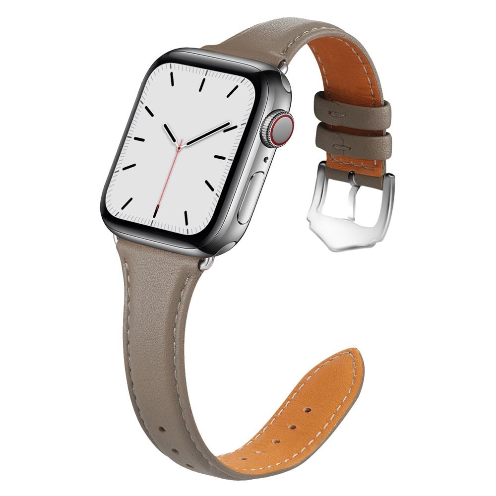 Slim Läderarmband Apple Watch Series 8 45mm Grå