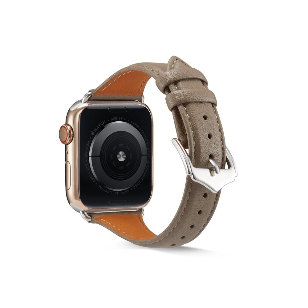 Slim Läderarmband Apple Watch Series 8 45mm Grå
