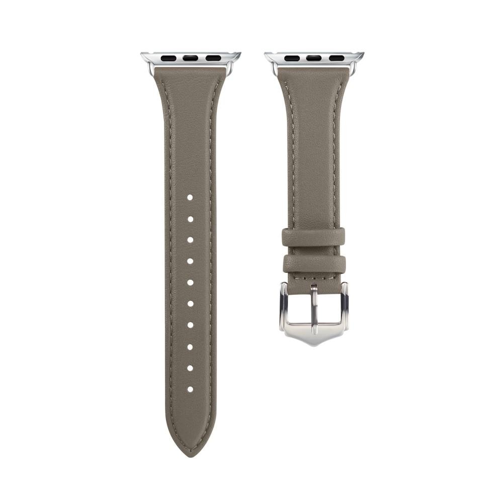 Slim Läderarmband Apple Watch 42/44/45 mm grå