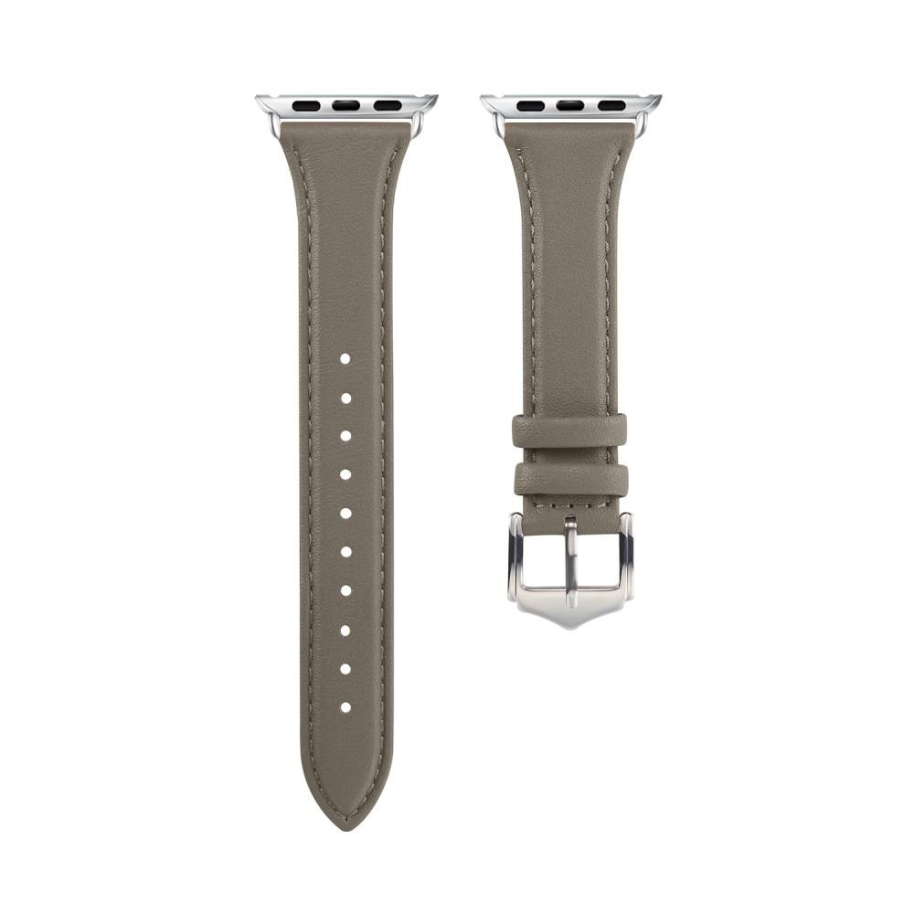 Slim Läderarmband Apple Watch Series 8 45mm Grå
