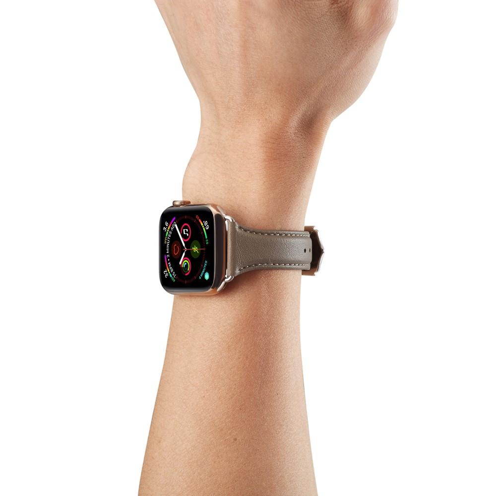 Slim Läderarmband Apple Watch Series 8 45mm Grå