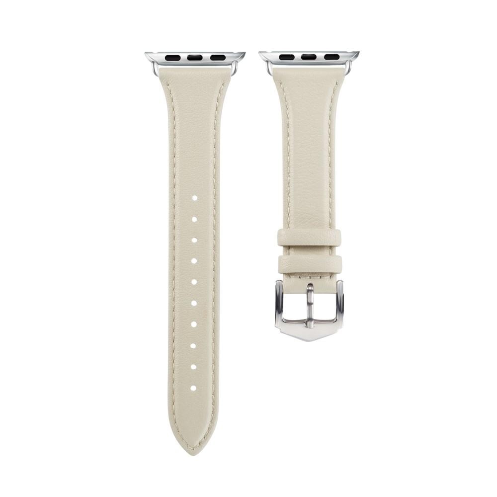 Slim Läderarmband Apple Watch 45mm Series 7 beige