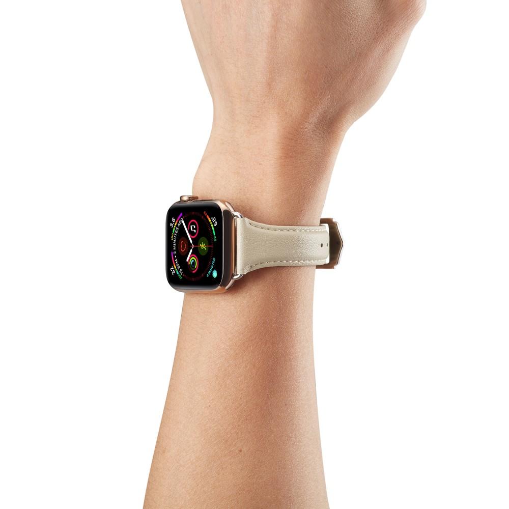 Slim Läderarmband Apple Watch 45mm Series 8 vit