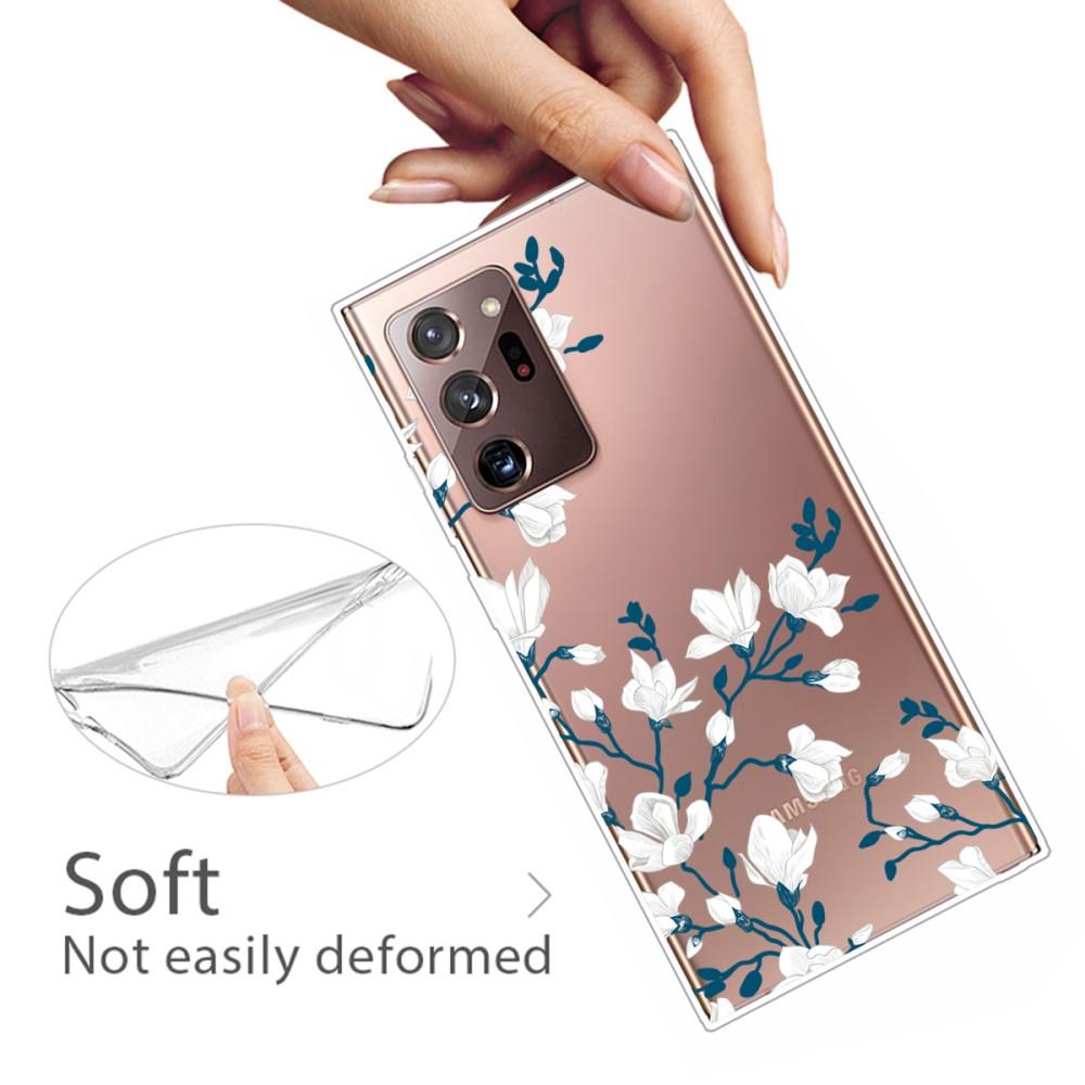 Transparent Skal Galaxy Note 20 Ultra Vit Blomma