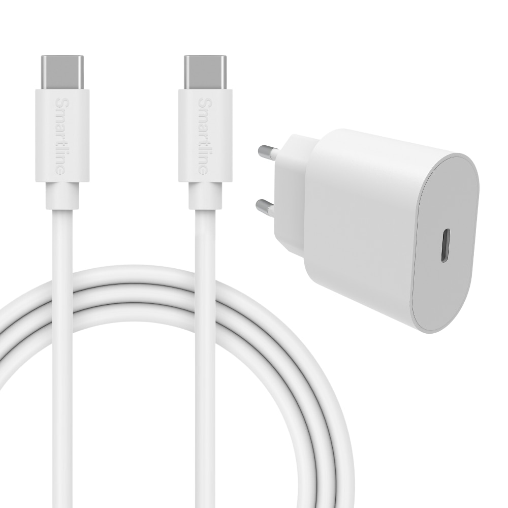 Komplett laddare Nokia-telefoner - 2m sladd & väggladdare USB-C - Smartline