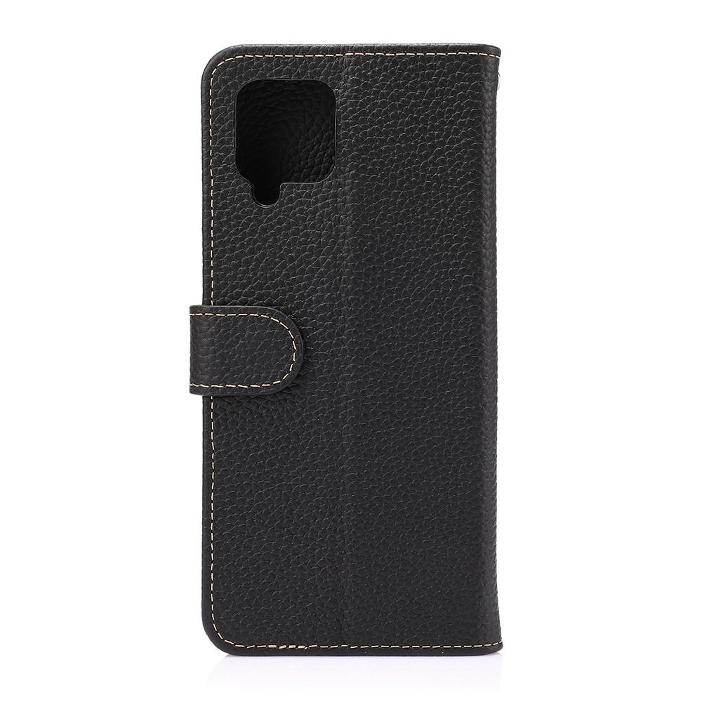 Real Leather Wallet Galaxy A12 Black
