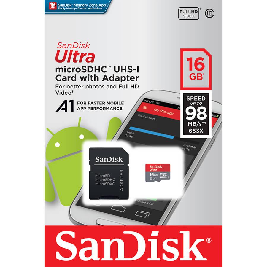 16GB Ultra microSDHC Class 10 UHS-I 98MB/s A1