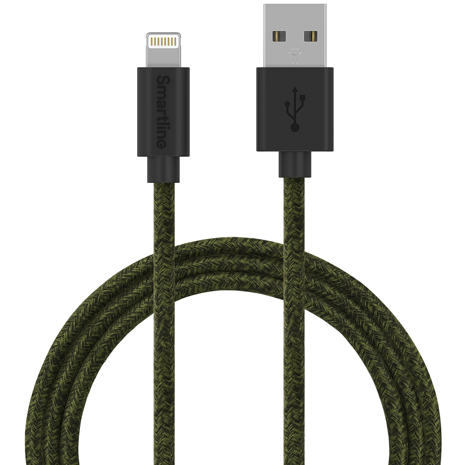 Fuzzy USB-kabel Lightning 2m Grön