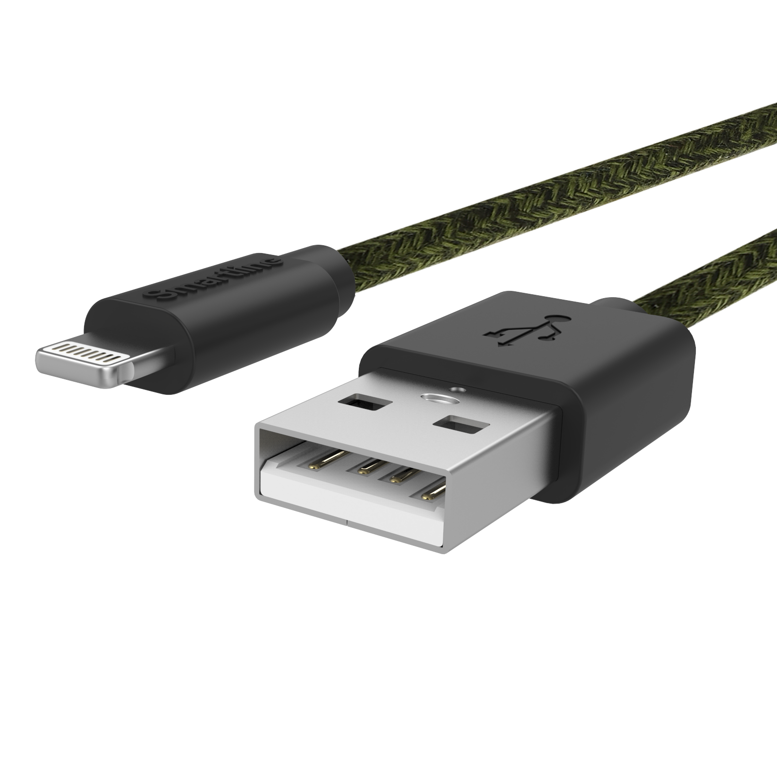 Fuzzy USB-kabel Lightning 2m Grön