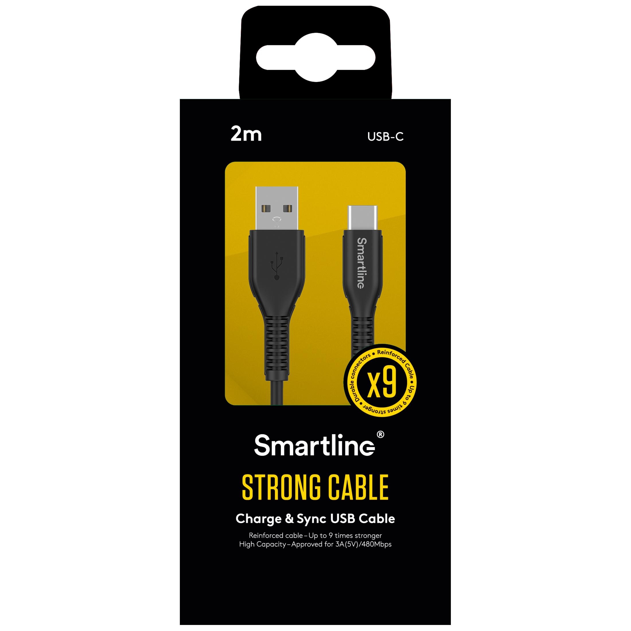 Strong USB-kabel USB-C 2m Svart