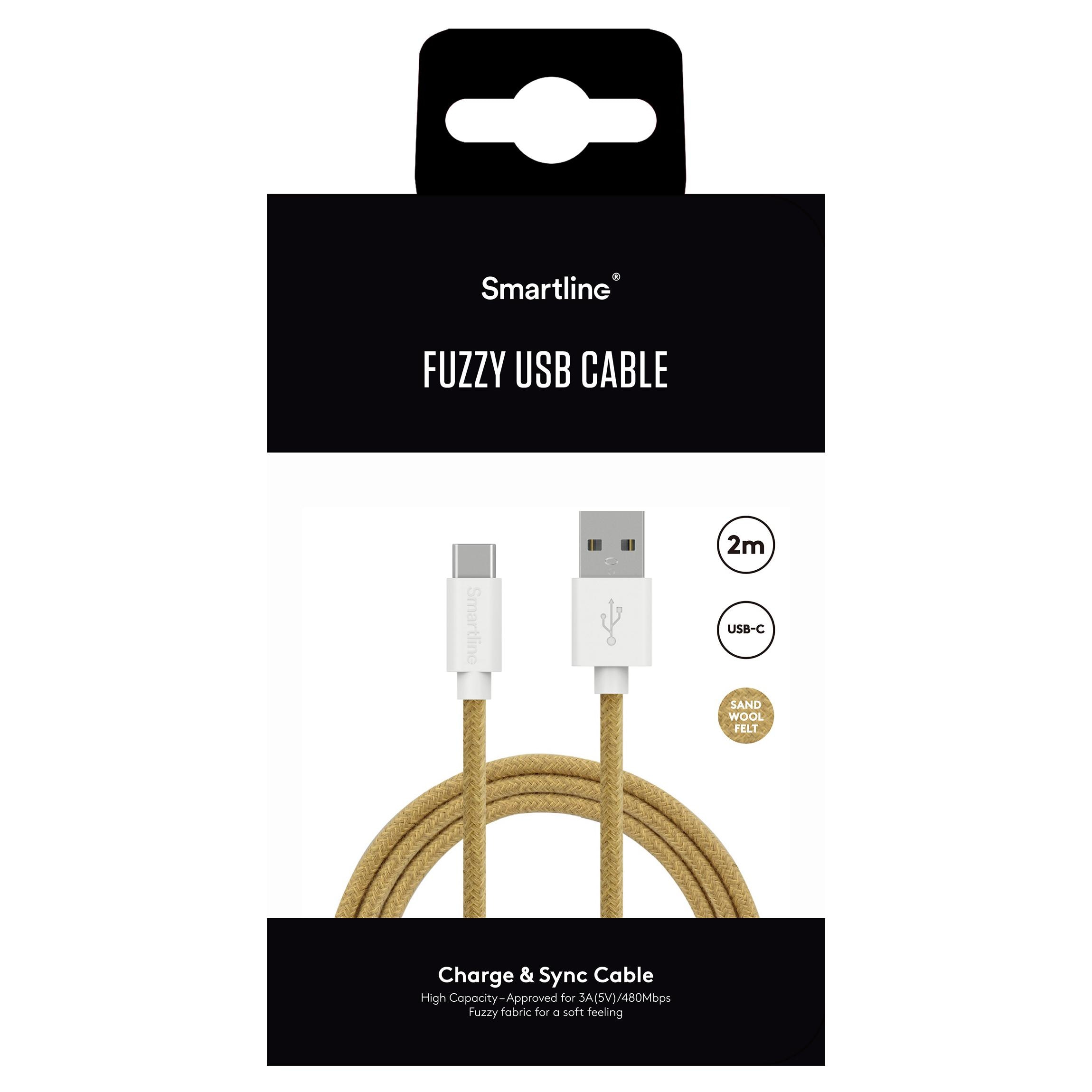 Fuzzy USB-kabel USB-C 2m Sand