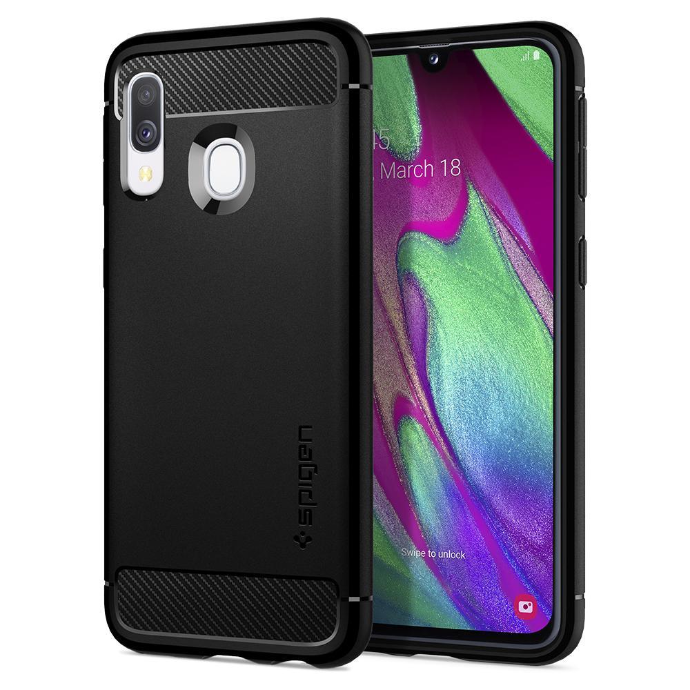 Galaxy A40 Case Rugged Armor Black